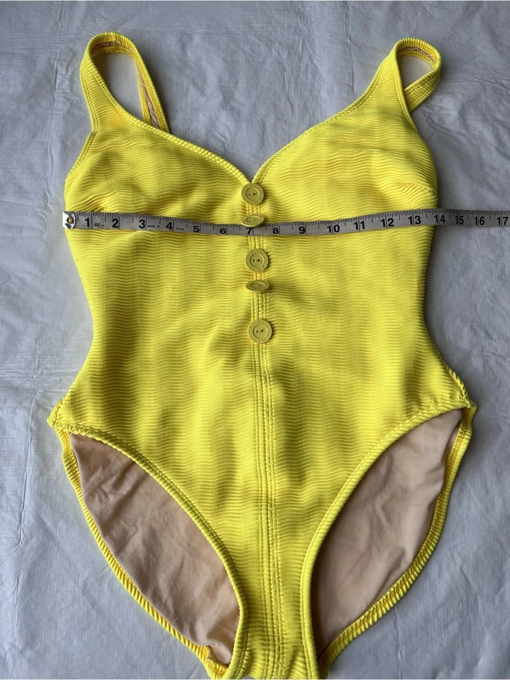 Vintage La Blanca Yellow Ribbed One Piece Swimsuit
